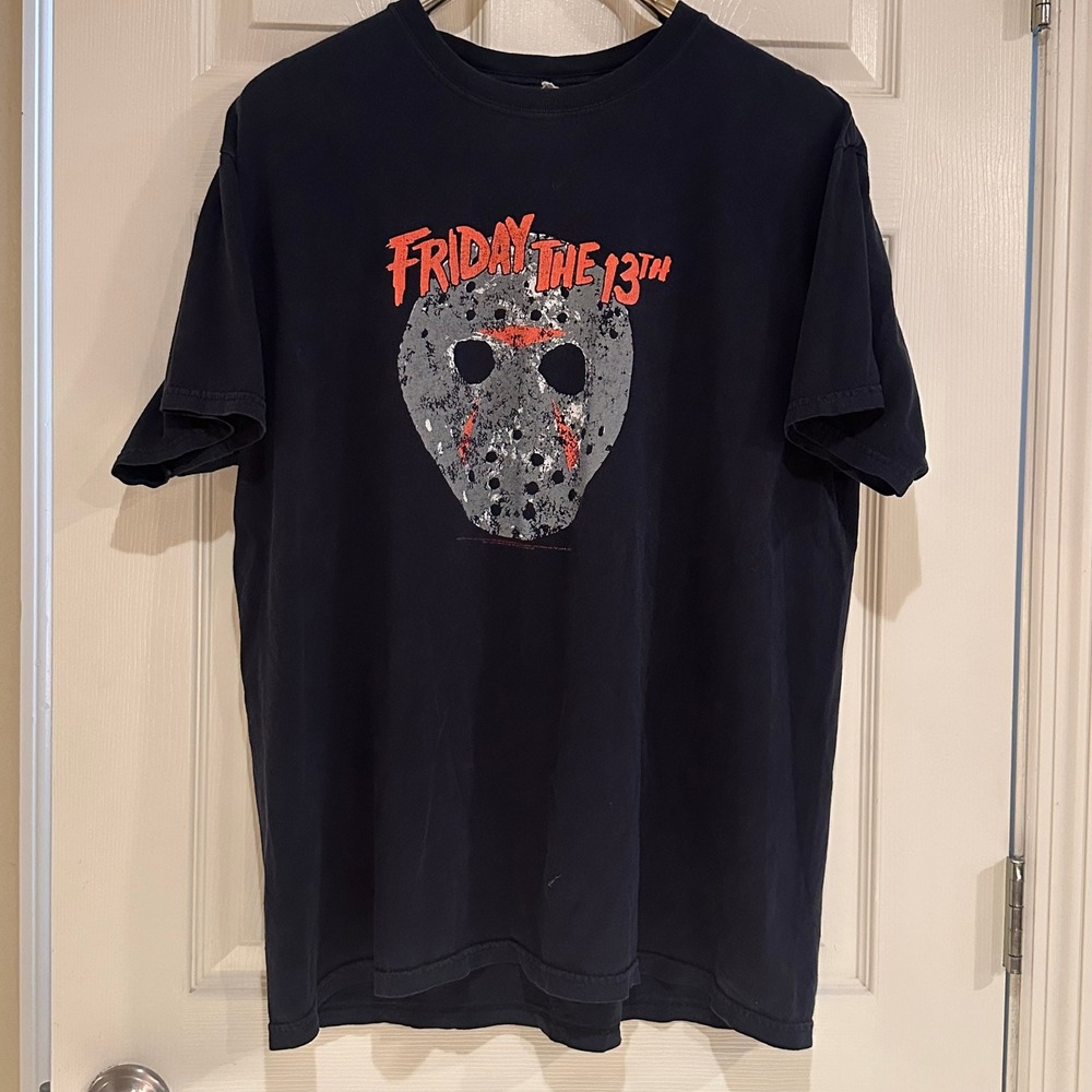 Vintage 2008 Friday the 13th Jason Voorhees Mask Horror Movie T-Shirt Black XL
